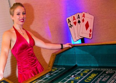 Woman Dealer in Red Dress